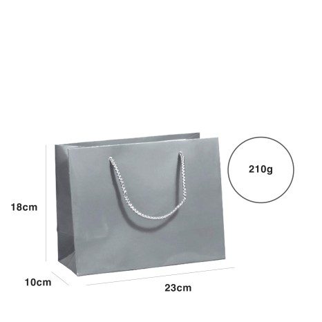 Saco Papel Asa Cordão 23X10X18cm Prateado - Image product