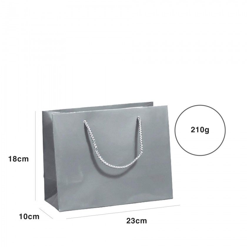 Saco Papel Asa Cordo 23X10X18cm Prateado