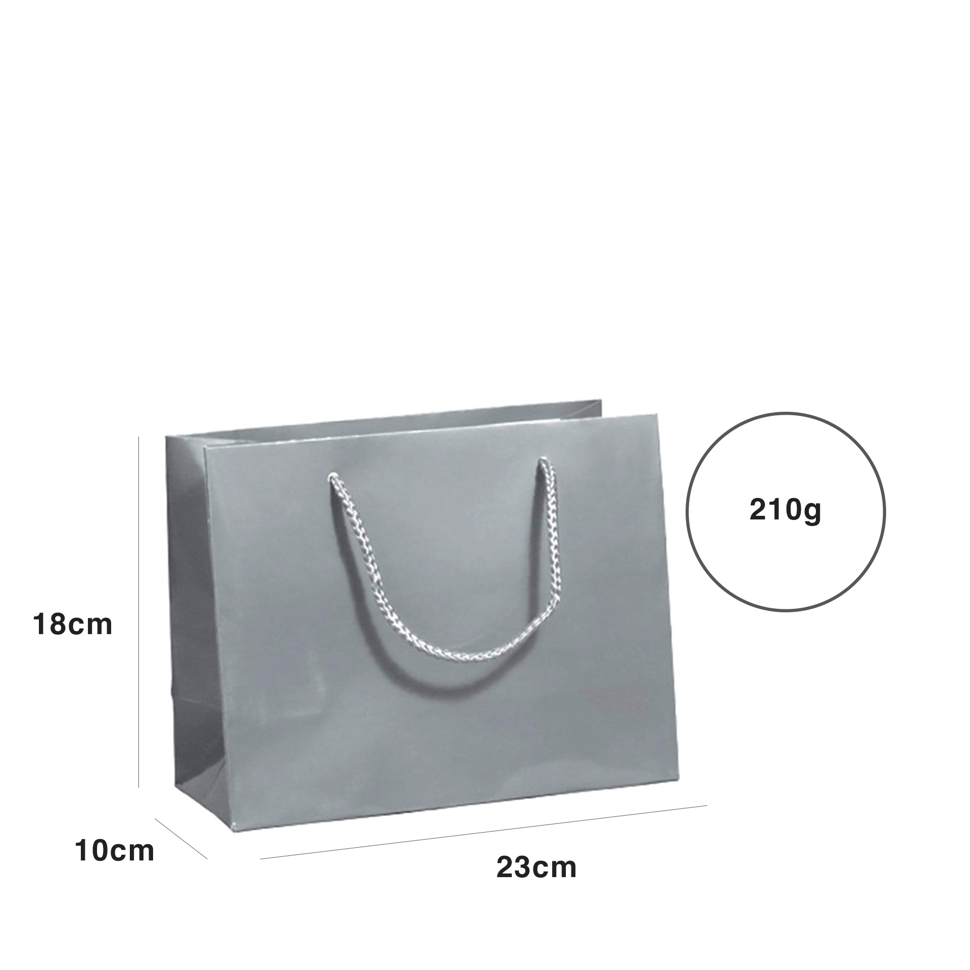 Saco Papel Asa Cordão 23X10X18cm Prateado