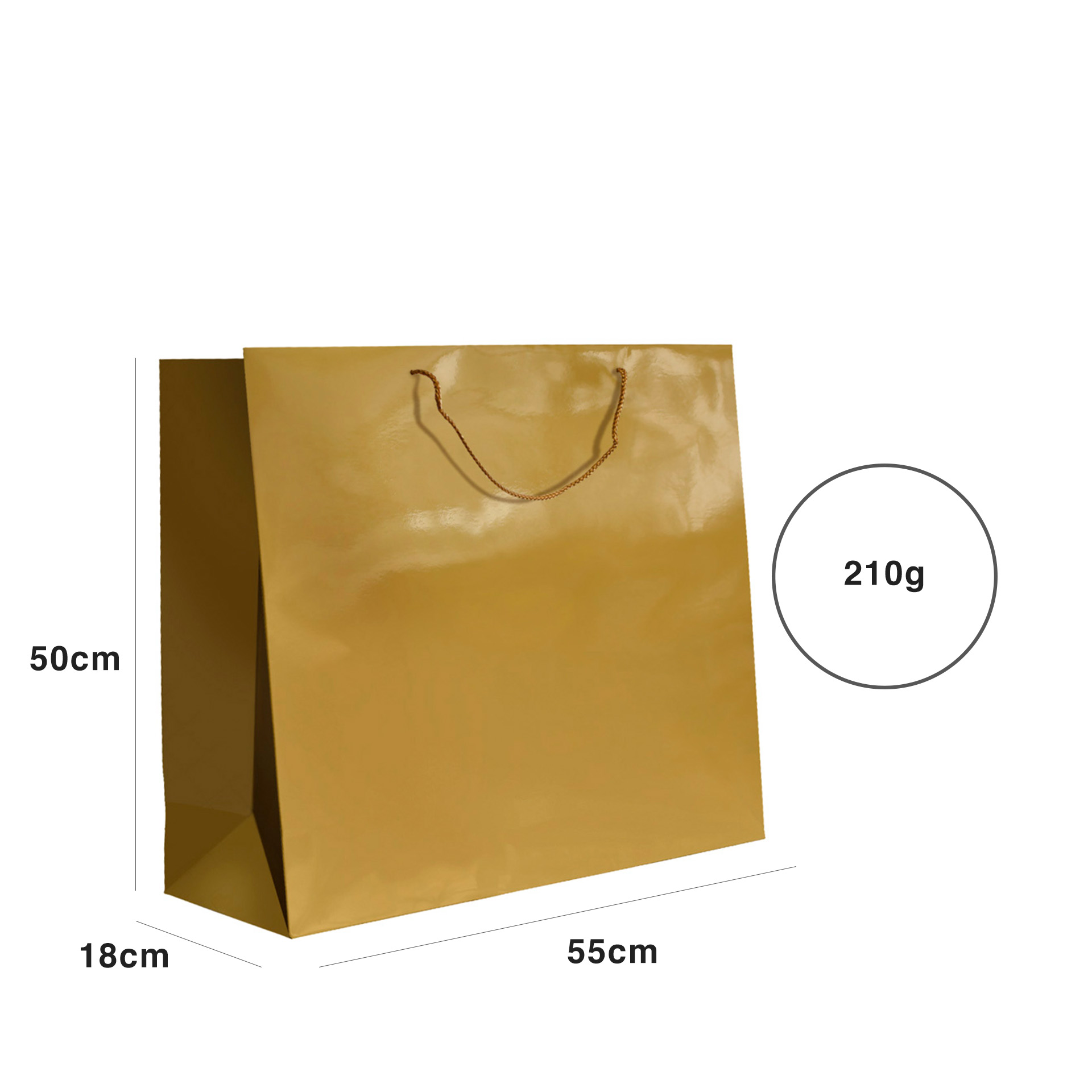 Saco Papel Asa Cordão 55X18X50cm Dourado