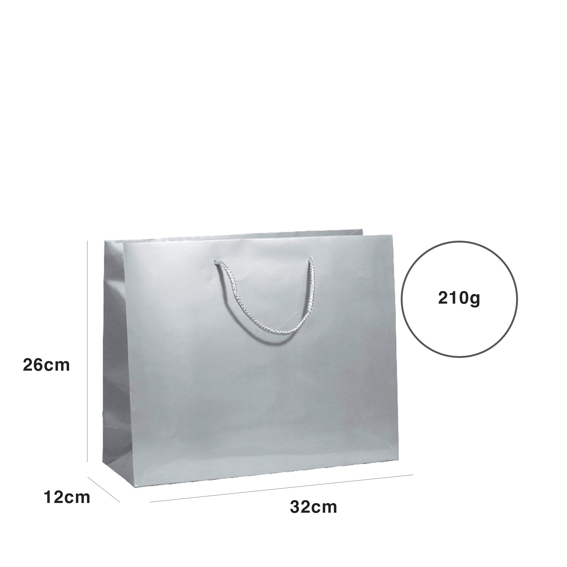 Saco Papel Asa Cordão 32X12X26cm Prateado