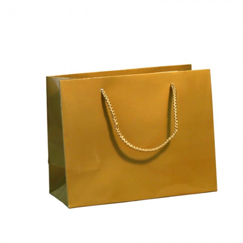 Saco Papel Asa Cordo 23X10X18cm Dourado