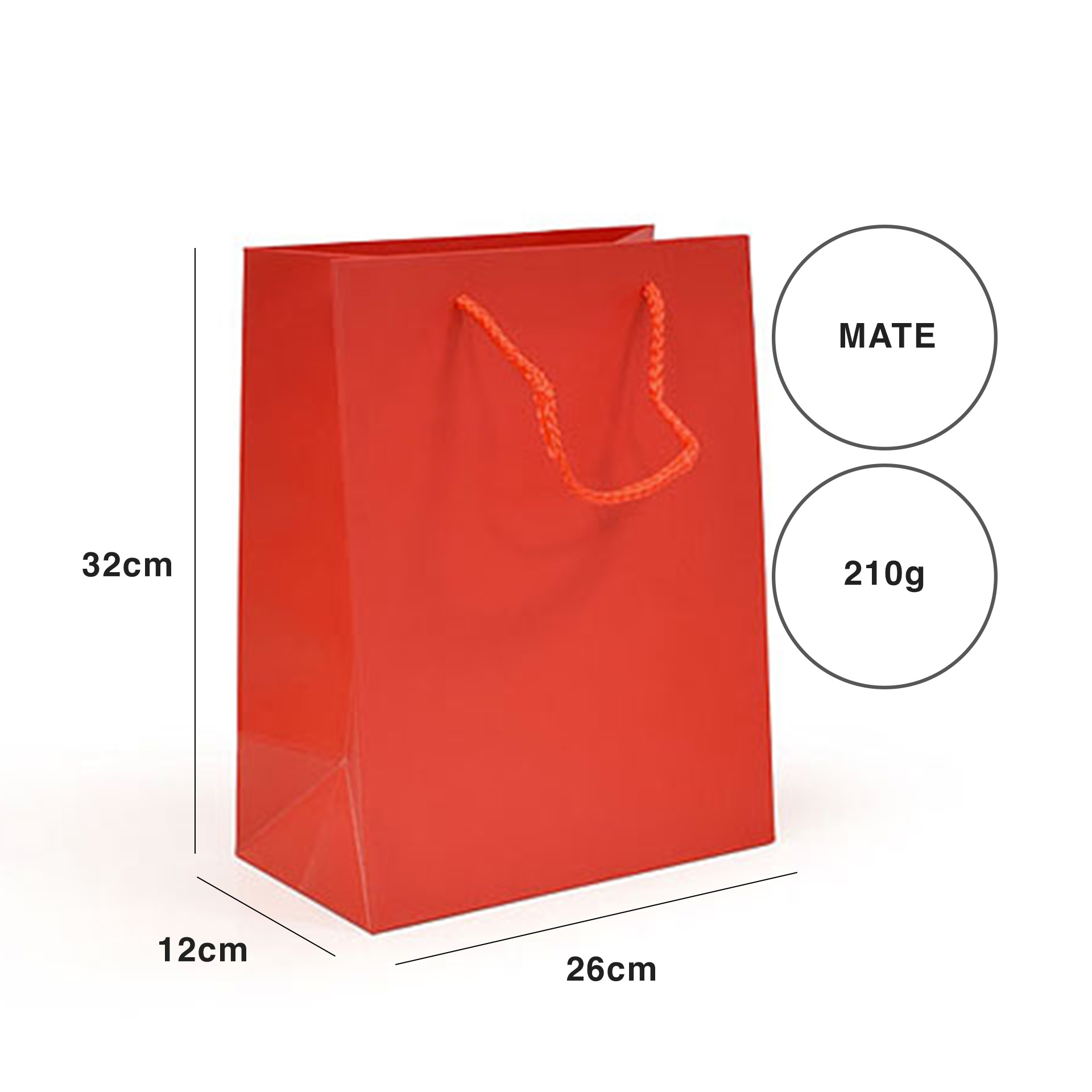 Saco Papel Asa Cordão 26X12X32cm Vermelho