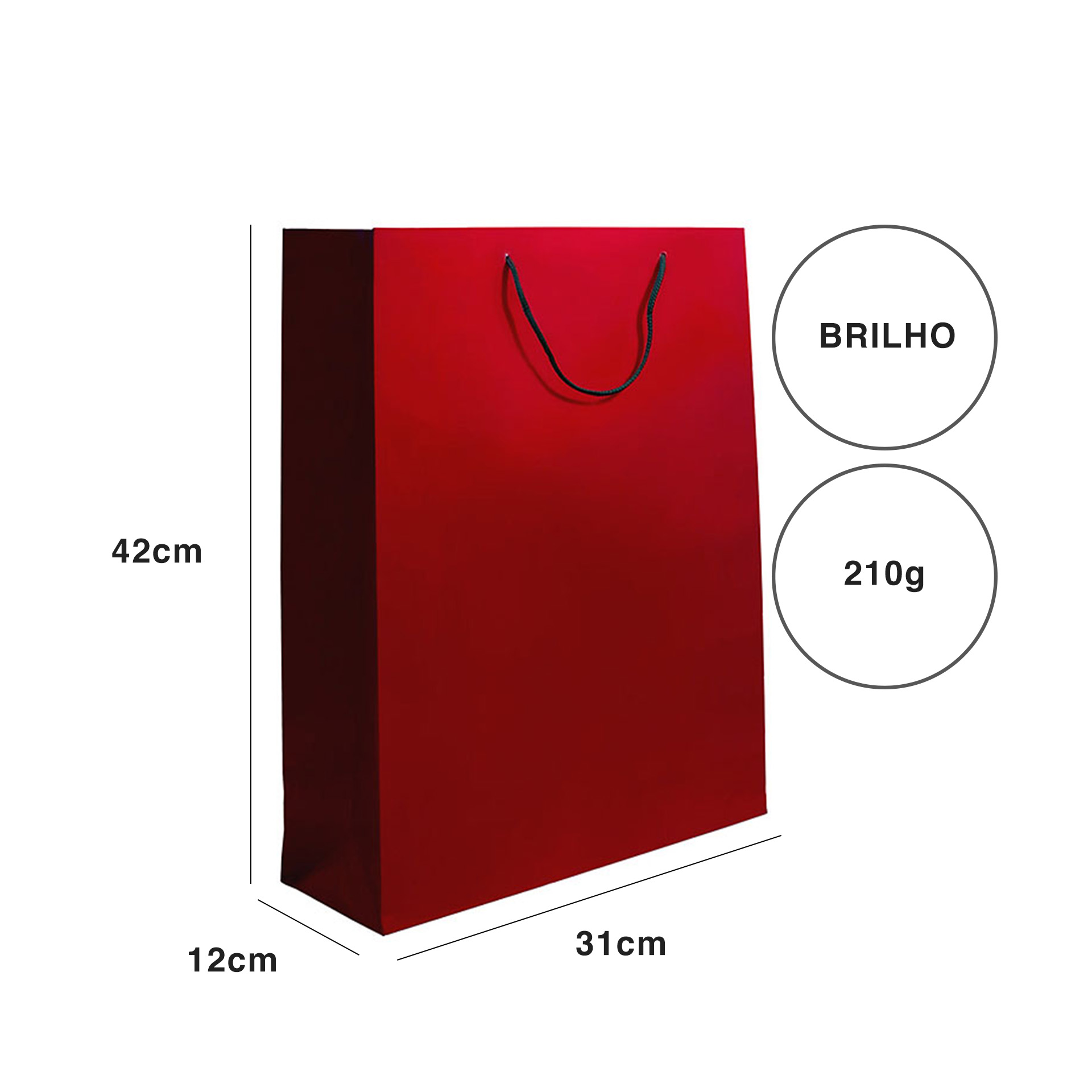 Saco Papel Asa Cordão 31X12X42cm Bordeaux