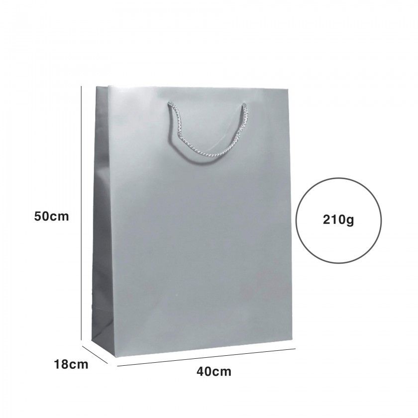 Saco Papel Asa Cordão 40X18X50cm Prateado Saco Papel Asa Cordão 40X18X50cm Prateado