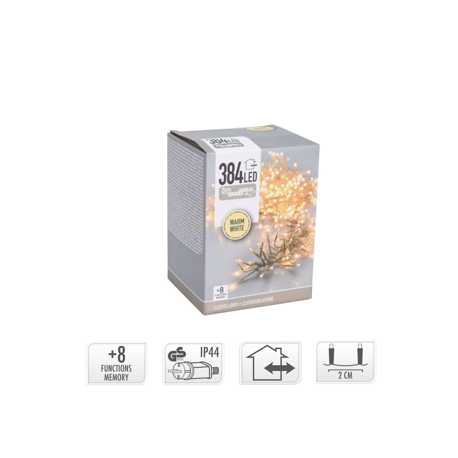 Grinalda 384 Leds Luz Quente 3M