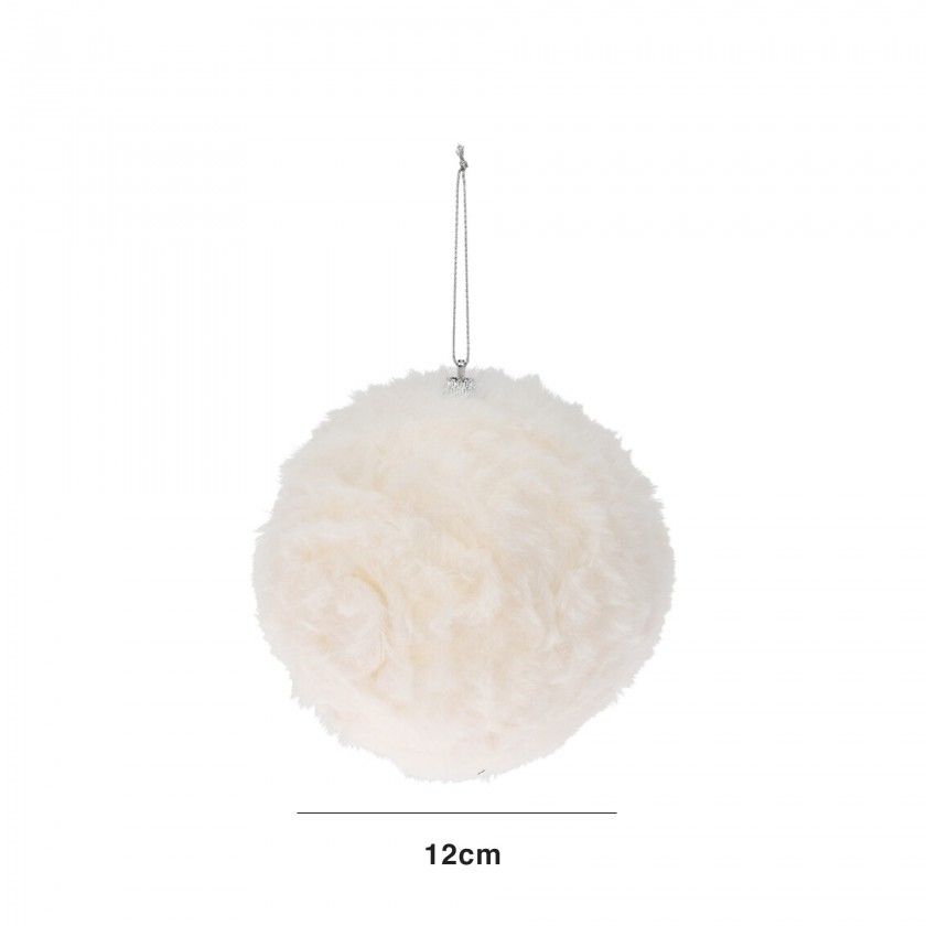 Bola Natal Pêlo Branco 12CM Bola Natal Pêlo Branco 12CM