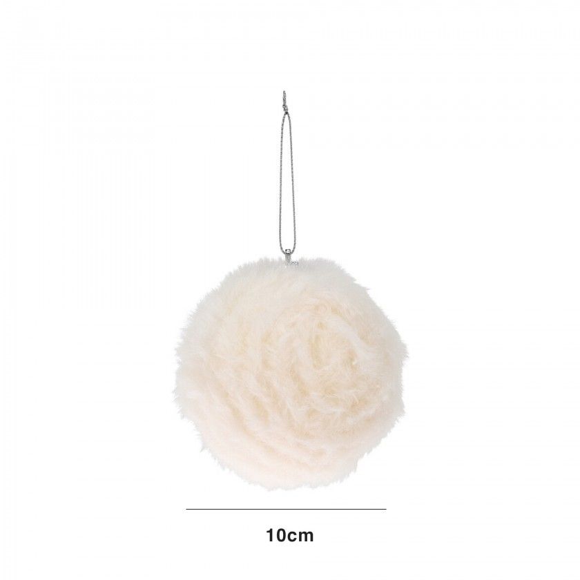 Bola Natal Pêlo Branco 10CM Bola Natal Pêlo Branco 10CM