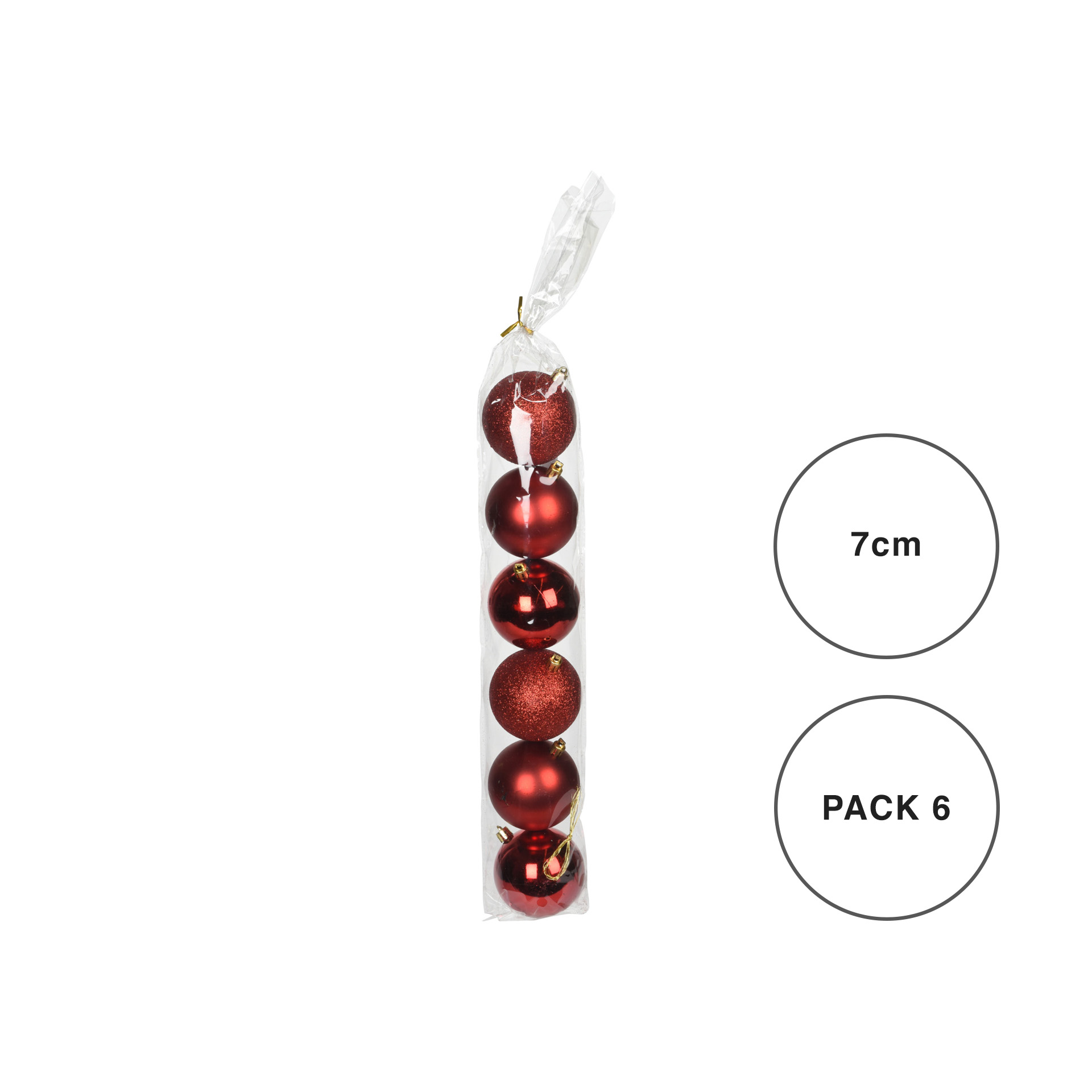 Bola Natal Vermelho 7CM Pack 6