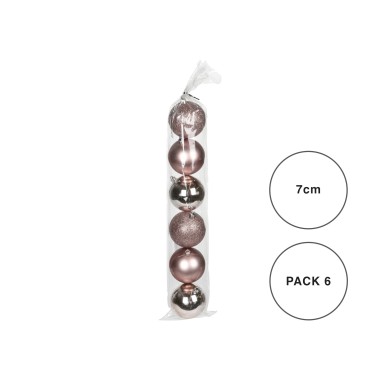 Bola Natal Rosa 7CM Pack 6
