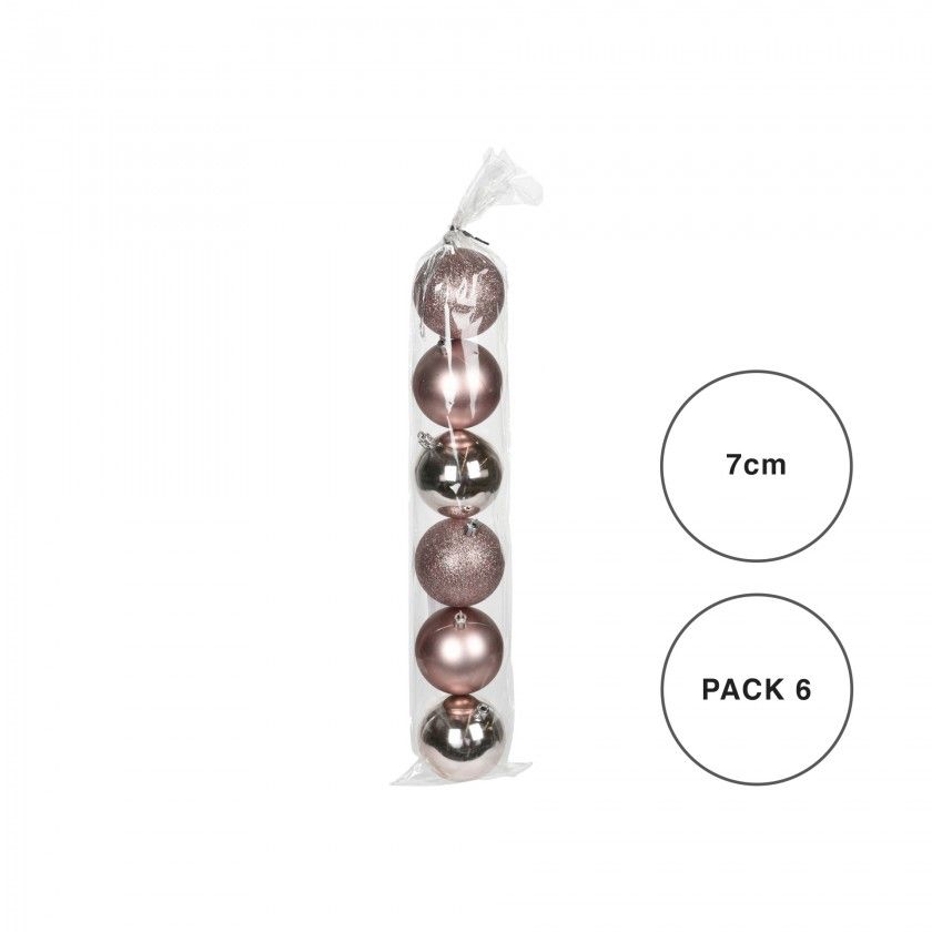 Bola Natal Rosa 7CM Pack 6 Bola Natal Rosa 7CM Pack 6