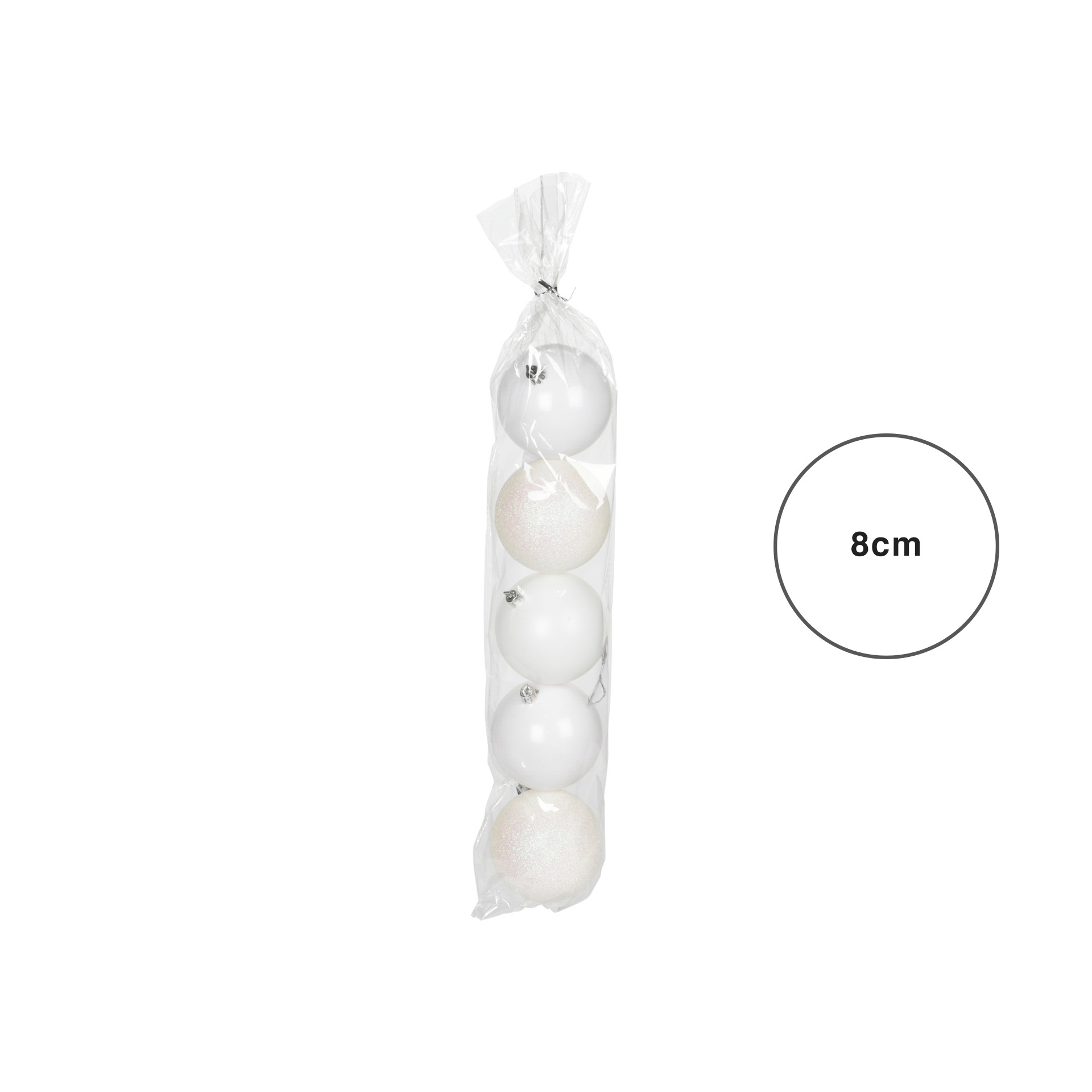 Bola Natal Branca 8CM Pack 5