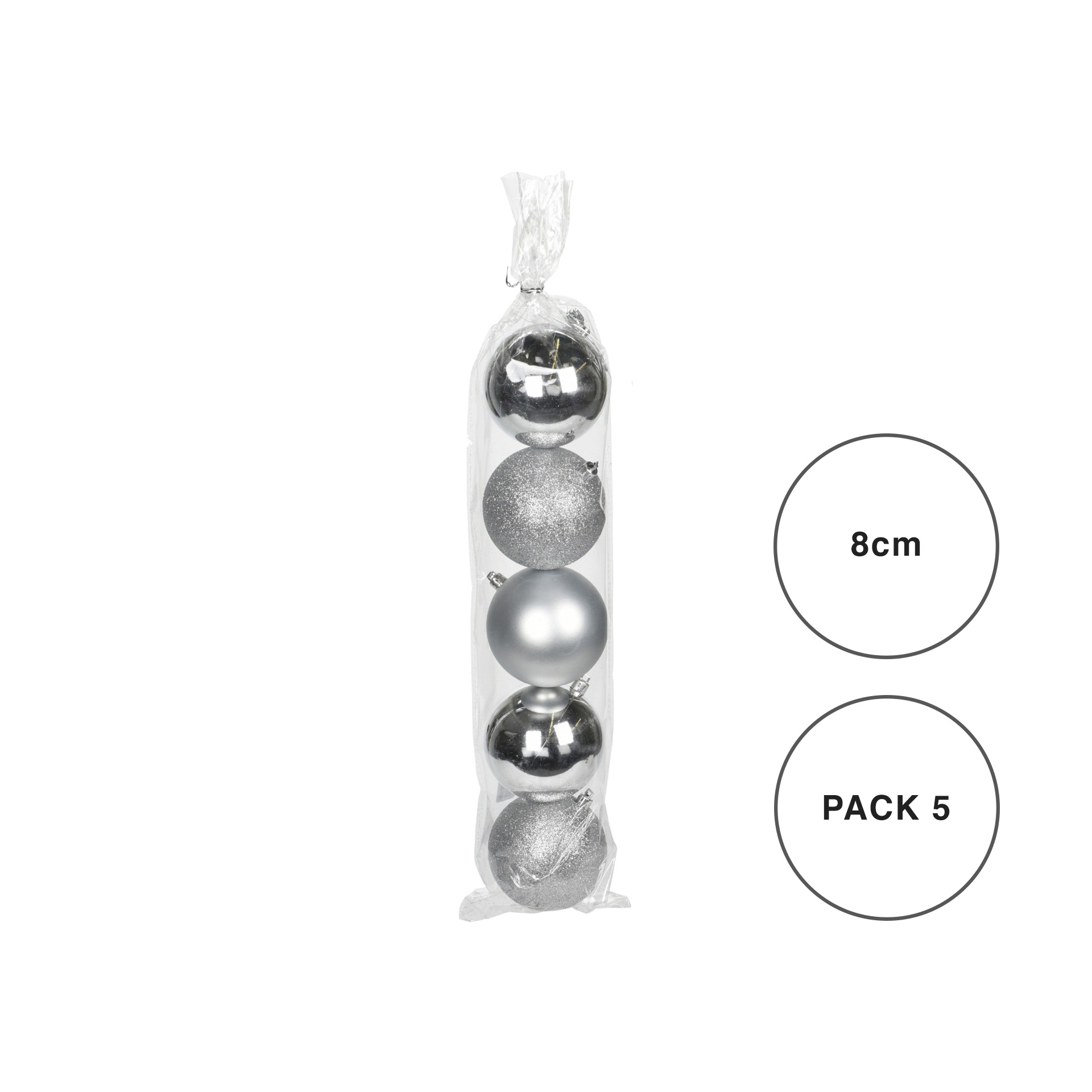 Bola Natal Prateada 8CM Pack 5