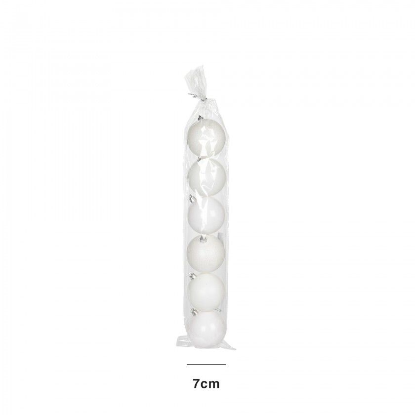 Bola Natal Branca 7CM Pack 6 Bola Natal Branca 7CM Pack 6