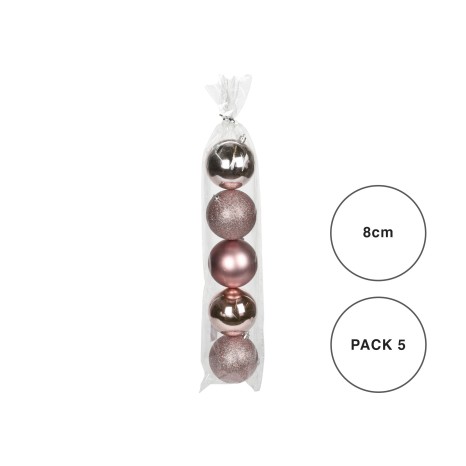 Bola Natal Rosa 8CM Pack 5 - Image product