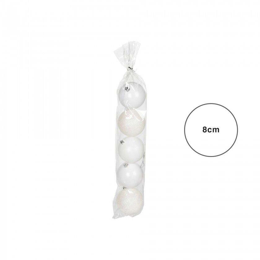 Bola Natal Branca 8CM Pack 5 Bola Natal Branca 8CM Pack 5