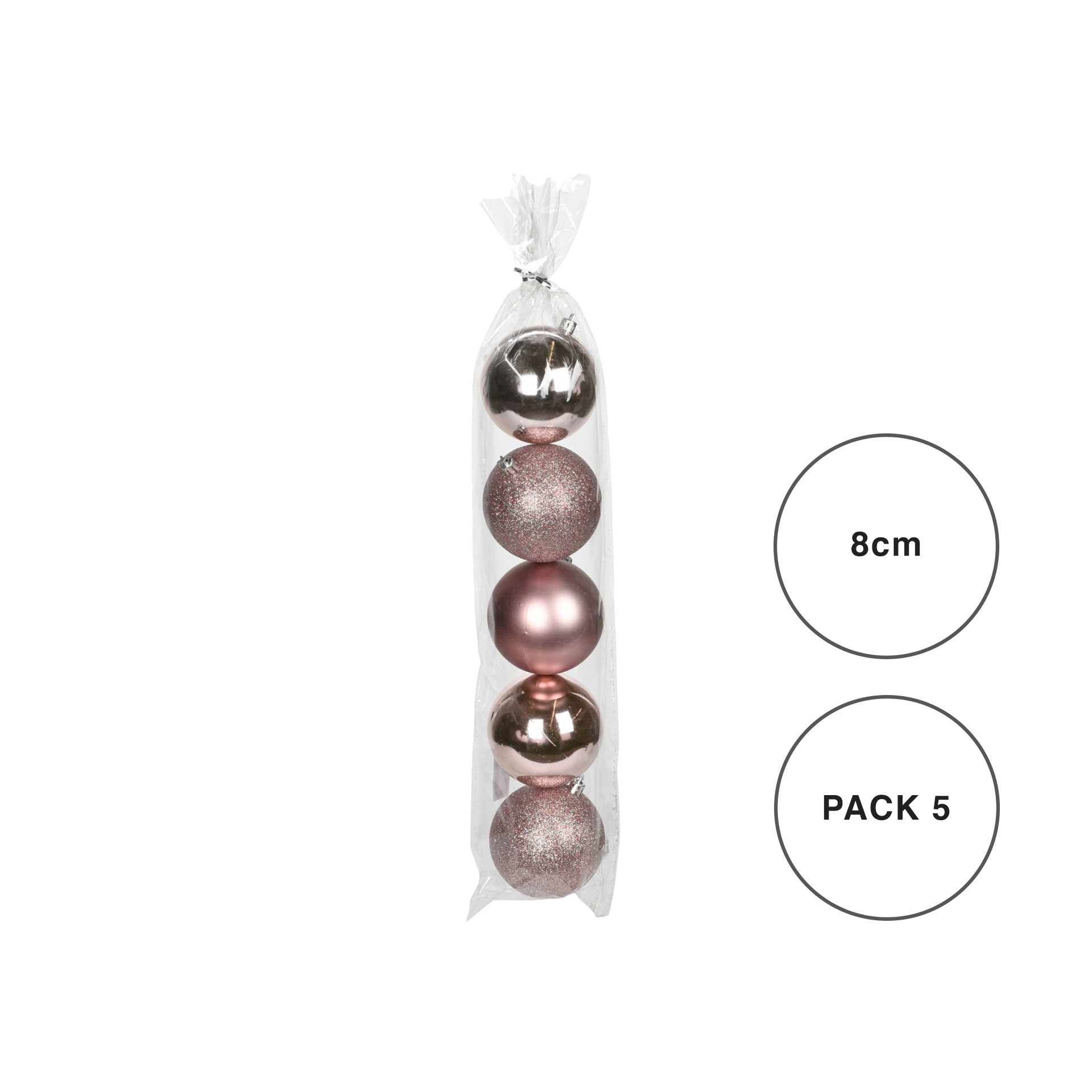 Bola Natal Rosa 8CM Pack 5