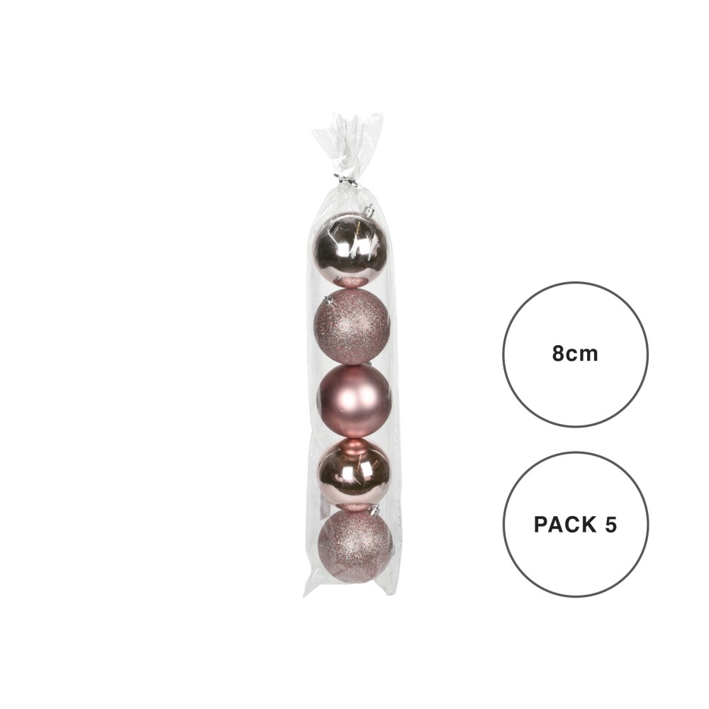 Bola Natal Rosa 8CM Pack 5