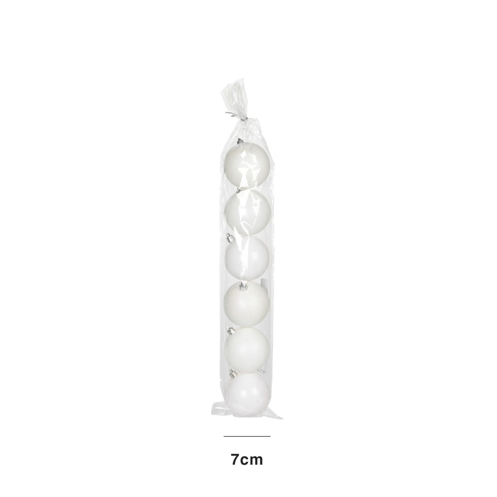 Bola Natal Branca 7CM Pack 6