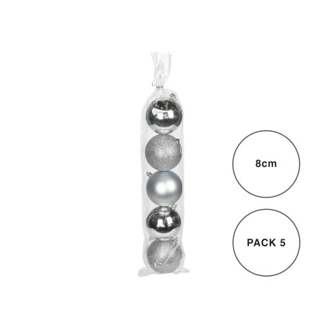Bola Natal Prateada 8CM Pack 5 - Image product