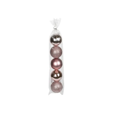 Bola Natal Rosa 8CM Pack 5