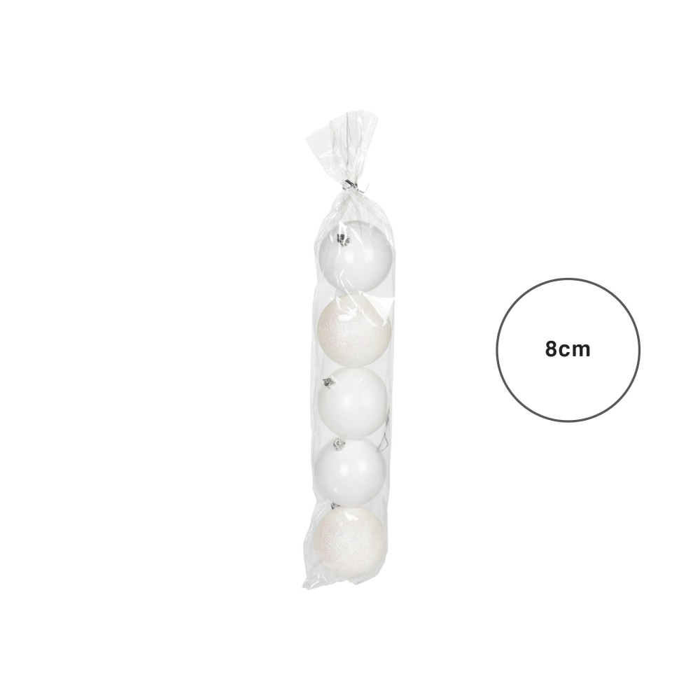 Bola Natal Branca 8CM Pack 5