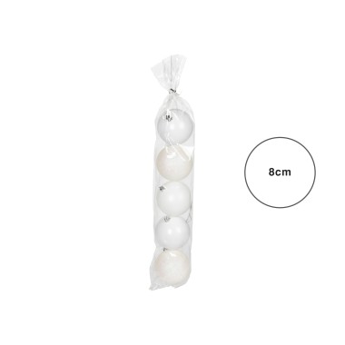 Bola Natal Branca 8CM Pack 5