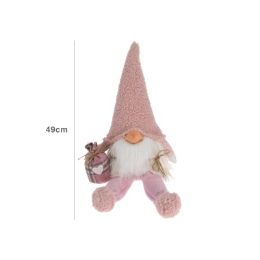 Figura Gnomo Rosa 23X49CM