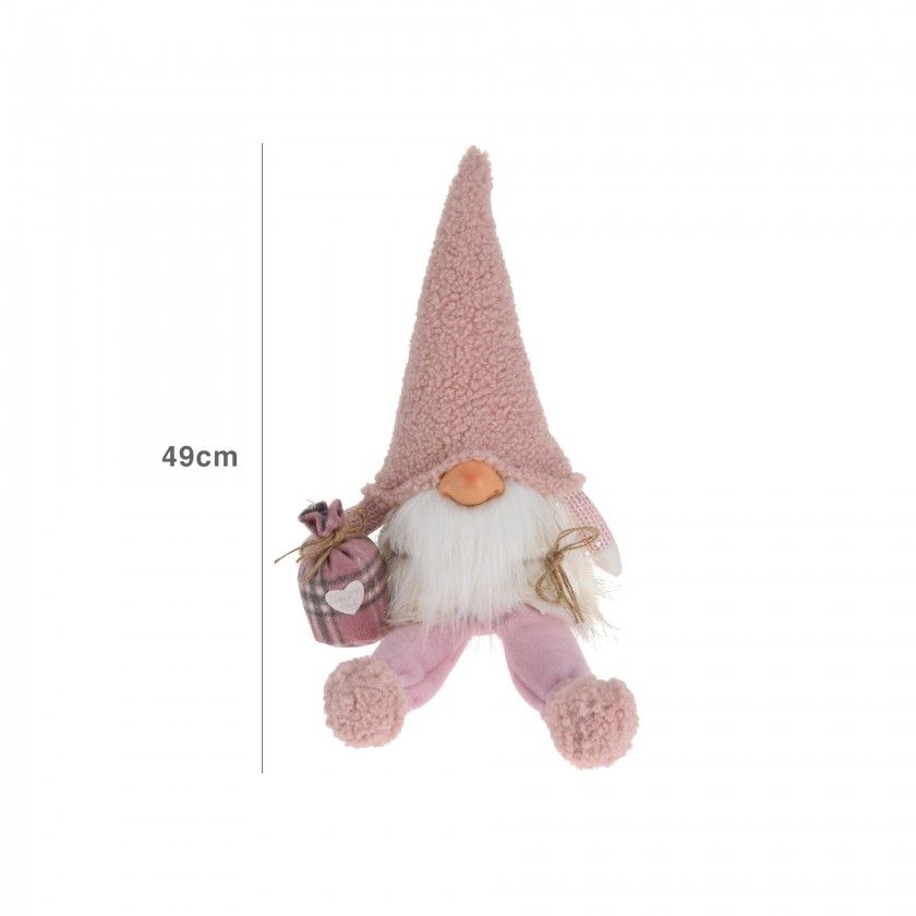 Figura Gnomo Rosa 23X49CM