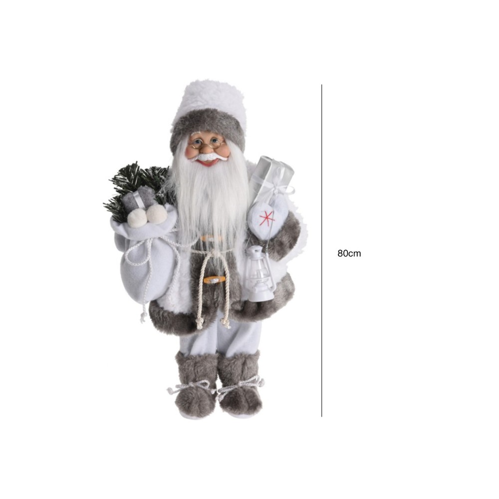Figura Decorativa Pai Natal Branco 80CM