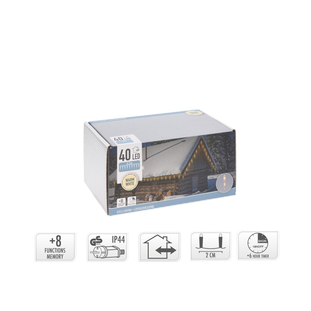 Grinalda Pingos Gelo 40 Leds Luz Fria 5.7M