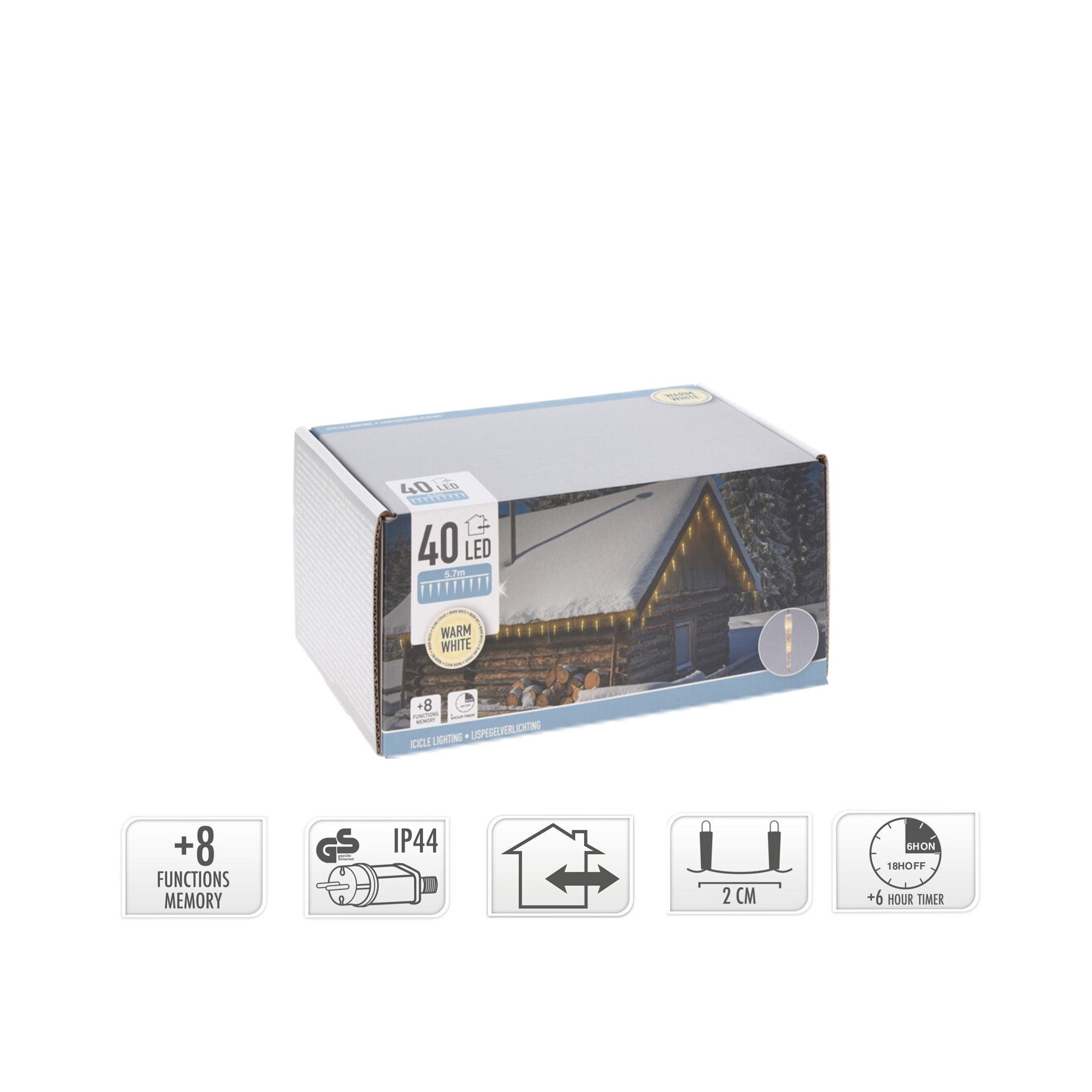 Grinalda Pingos Gelo 40 Leds Luz Fria 5.7M