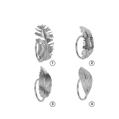 Anel Guardanapos Folha Prateado Pack 4 - Image product
