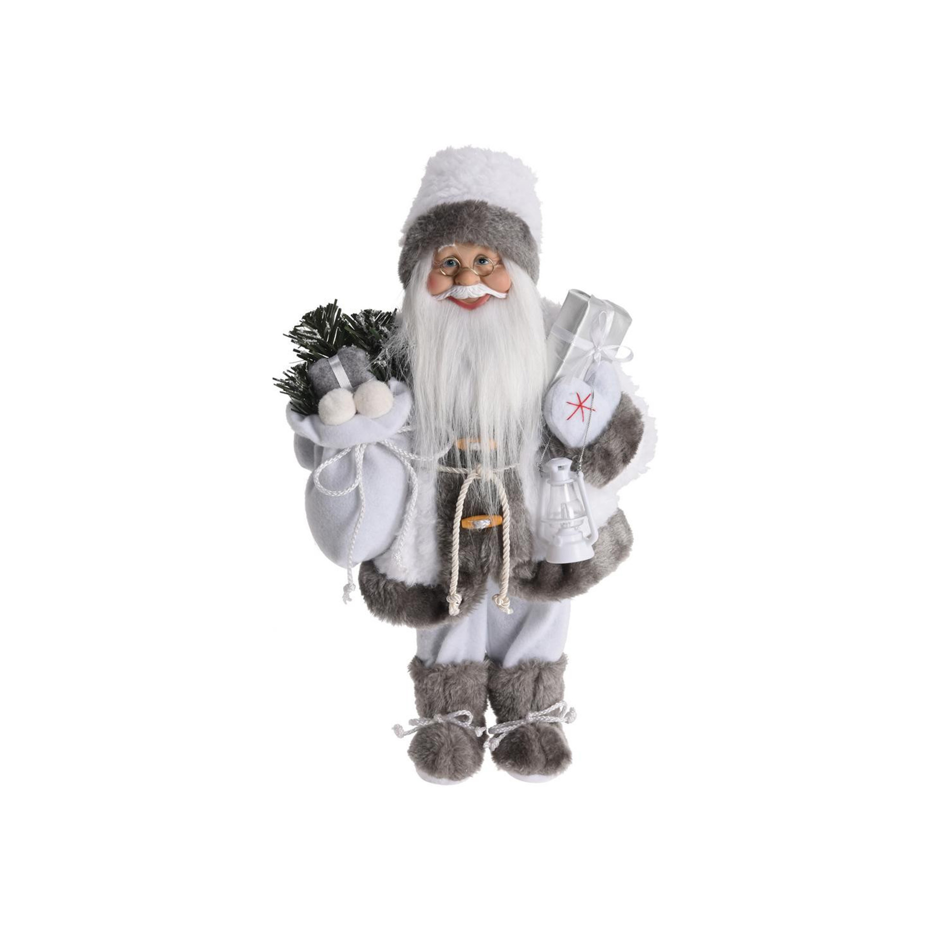 Figura Decorativa Pai Natal Branco 37CM