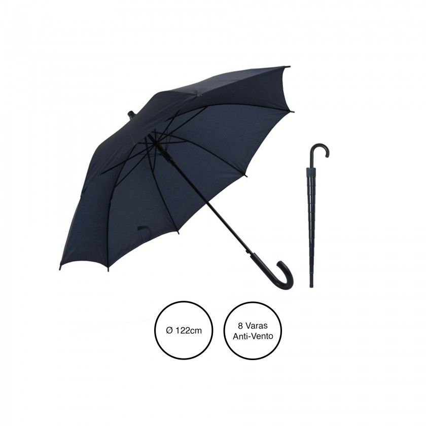Guarda-Chuva 8 Varas com Resguardo Azul Marinho 122cm