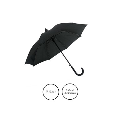 Guarda Chuva 8 Varetas 122cm c/ Resguardo Preto