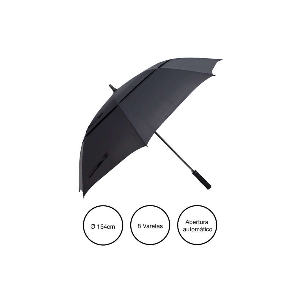 Guarda Chuva 8 Varetas 154Cm Preto Fibertec Vent
