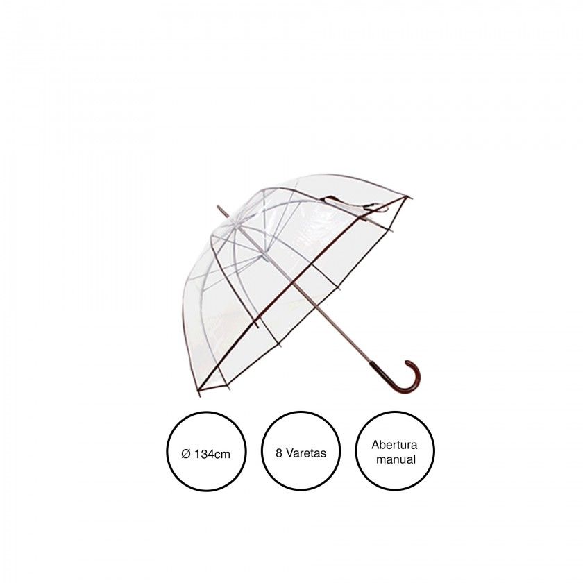 Guarda Chuva 8 Varas Transparente 134CM