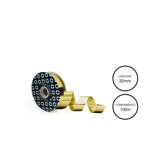 Rolo Fita Embrulho 32mm 100m Metal Dourado - Image product
