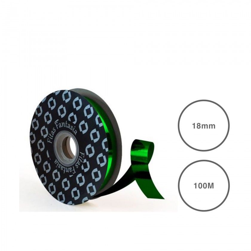 Rolo Fita Embrulho 18mm 100m Metal Verde
