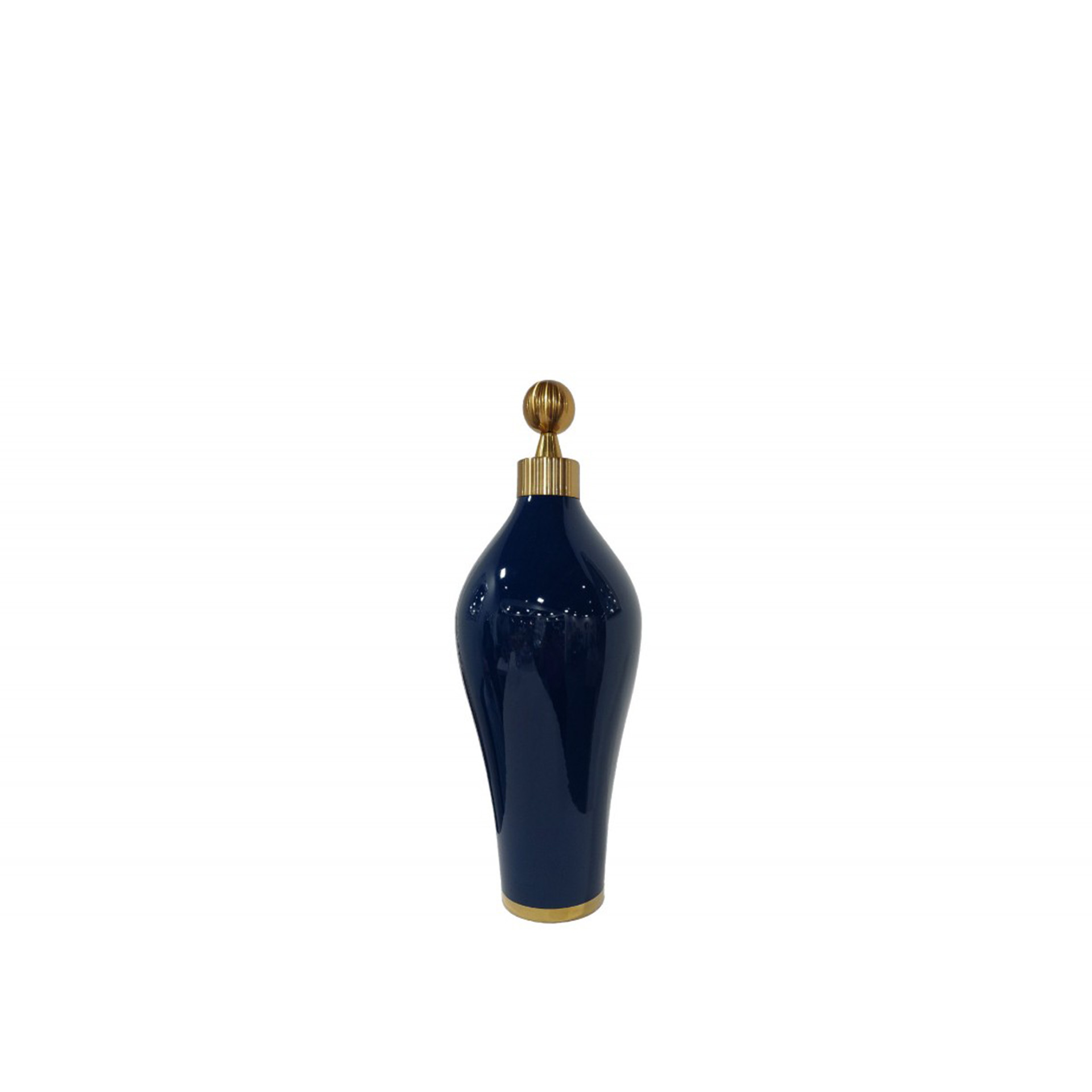 Frasco Decorativo Azul E Dourado 17X17X50CM