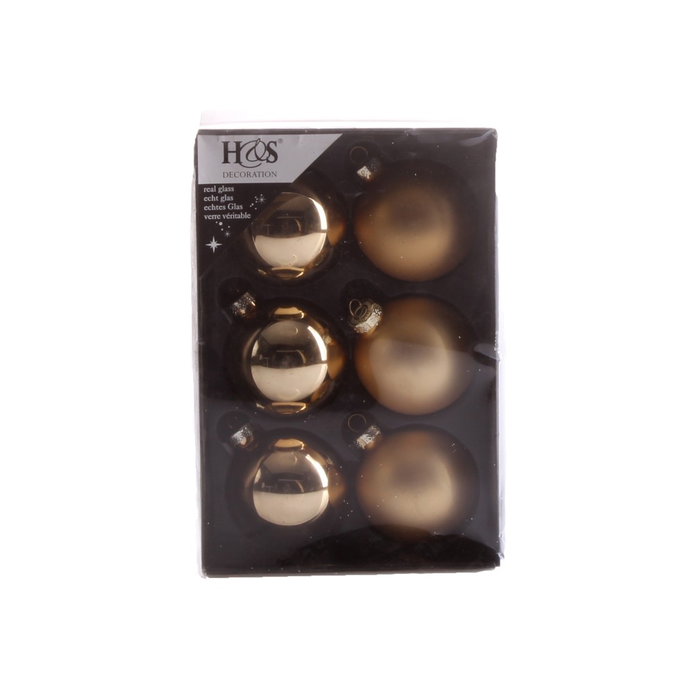 Bola Natal Dourado 6.5CM Pack 6