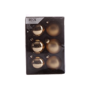 Bola Natal Dourado 6.5CM Pack 6