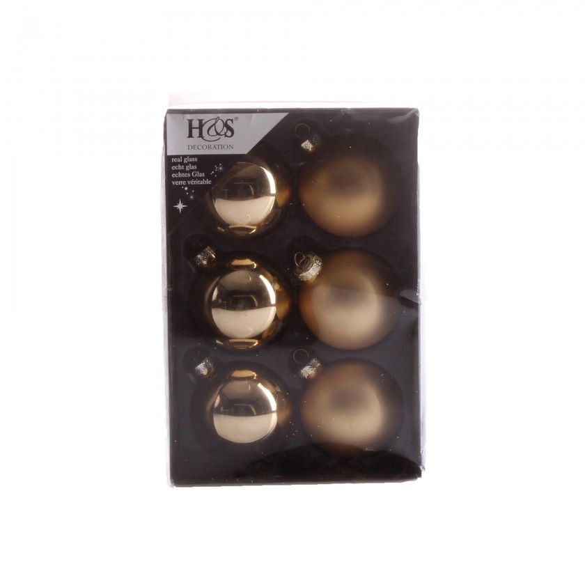 Bola Natal Dourado 6.5CM Pack 6 Bola Natal Dourado 6.5CM Pack 6