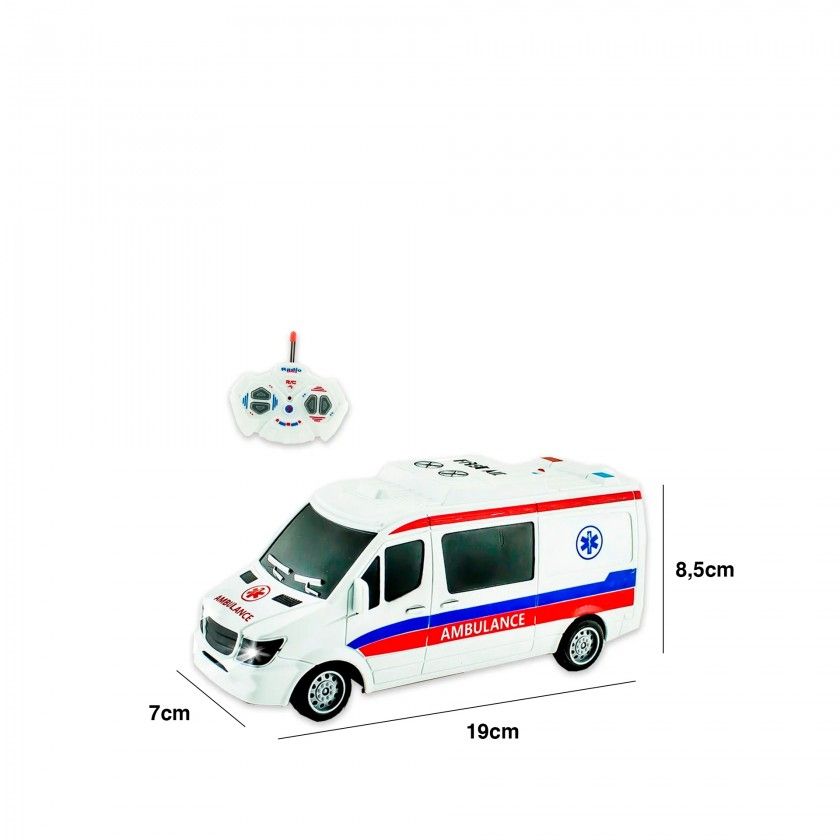 Ambulncia Com Comando Branca 19X7X8.5CM