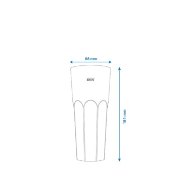 Copo Tubo Polipropileno Fosco 350ML 6.6X15.1CM