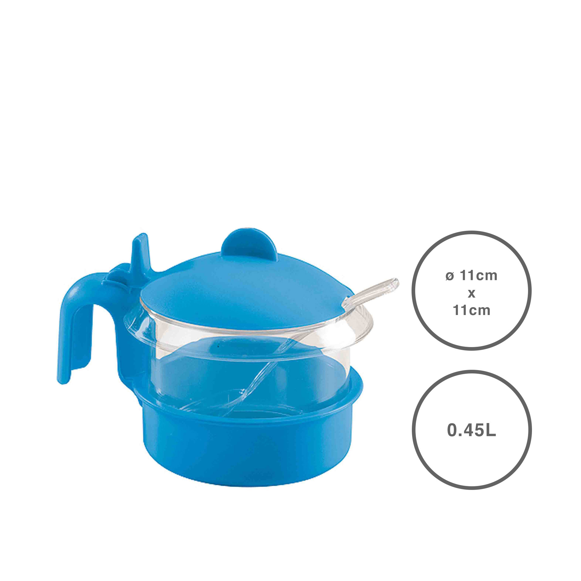 Açucareiro Plástico com Colher Redondo Multicor 450ml 11X11cm