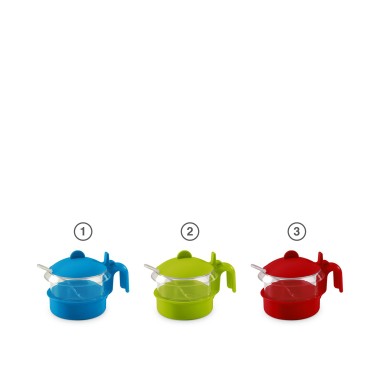 Açucareiro Plástico com Colher Redondo Multicor 450ml 11X11cm