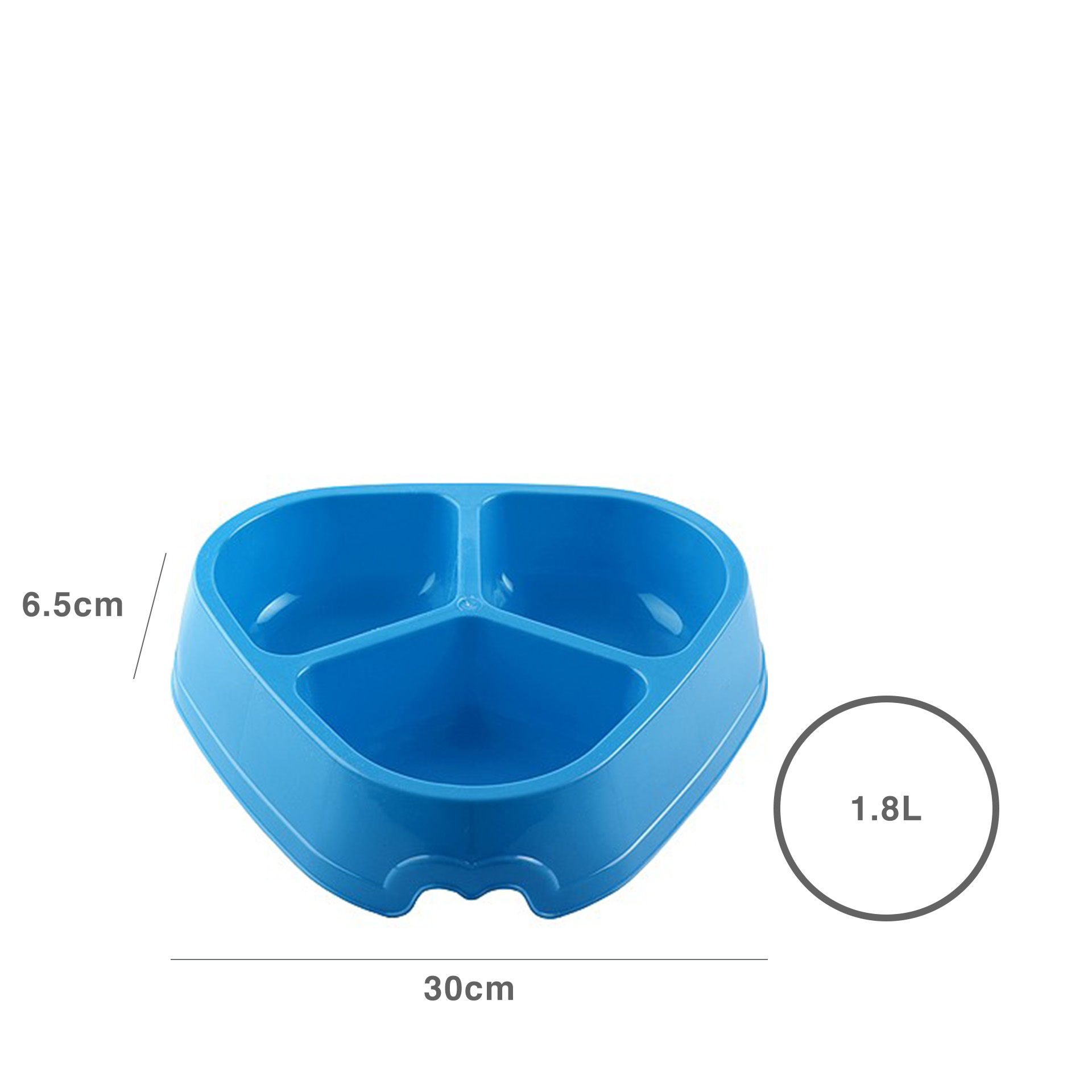 Comedouro Plástico Cocker Triplo Azul 1.8l 30X29X6.5cm