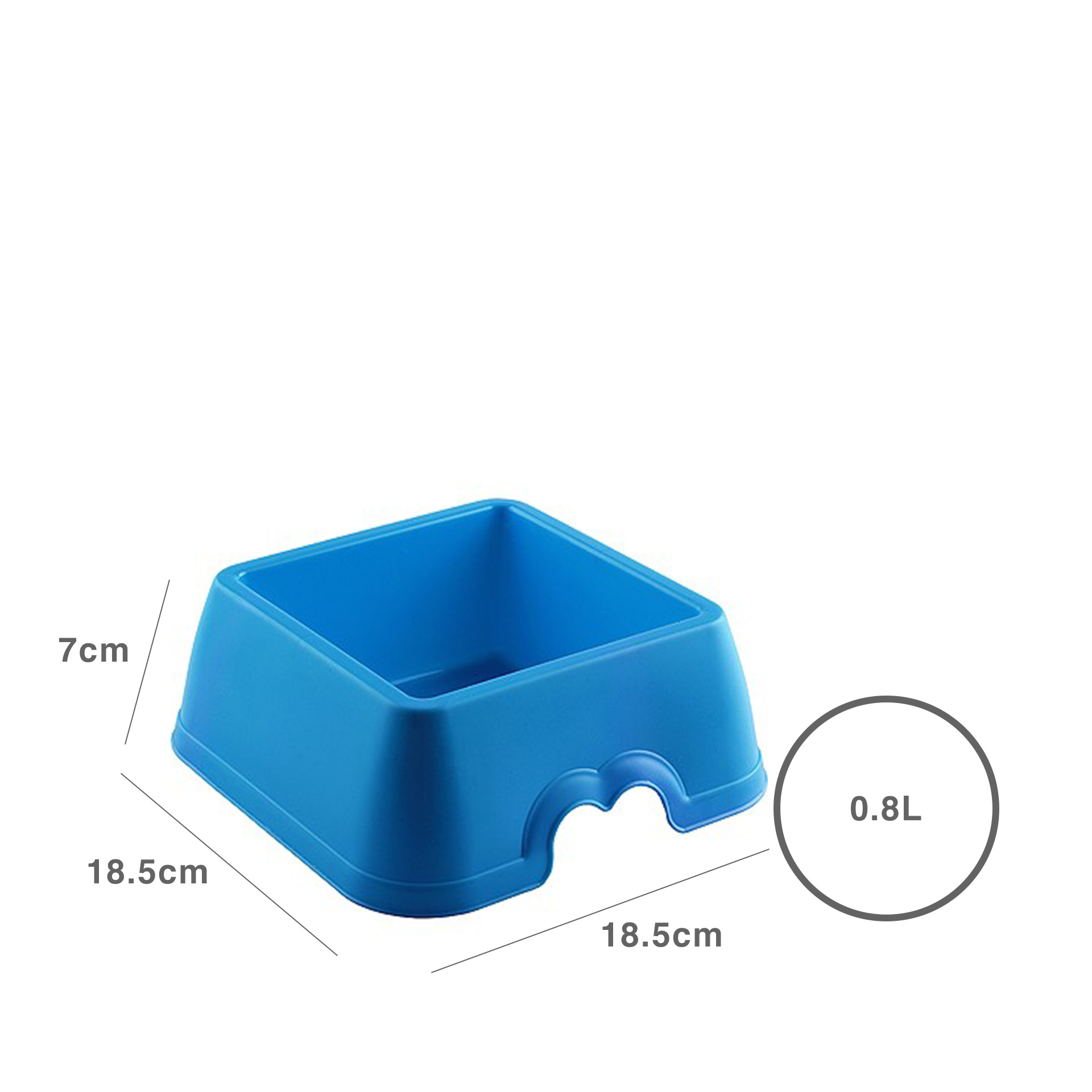 Comedouro Plástico Pekines Azul 800ml 18.5X18.5X7cm
